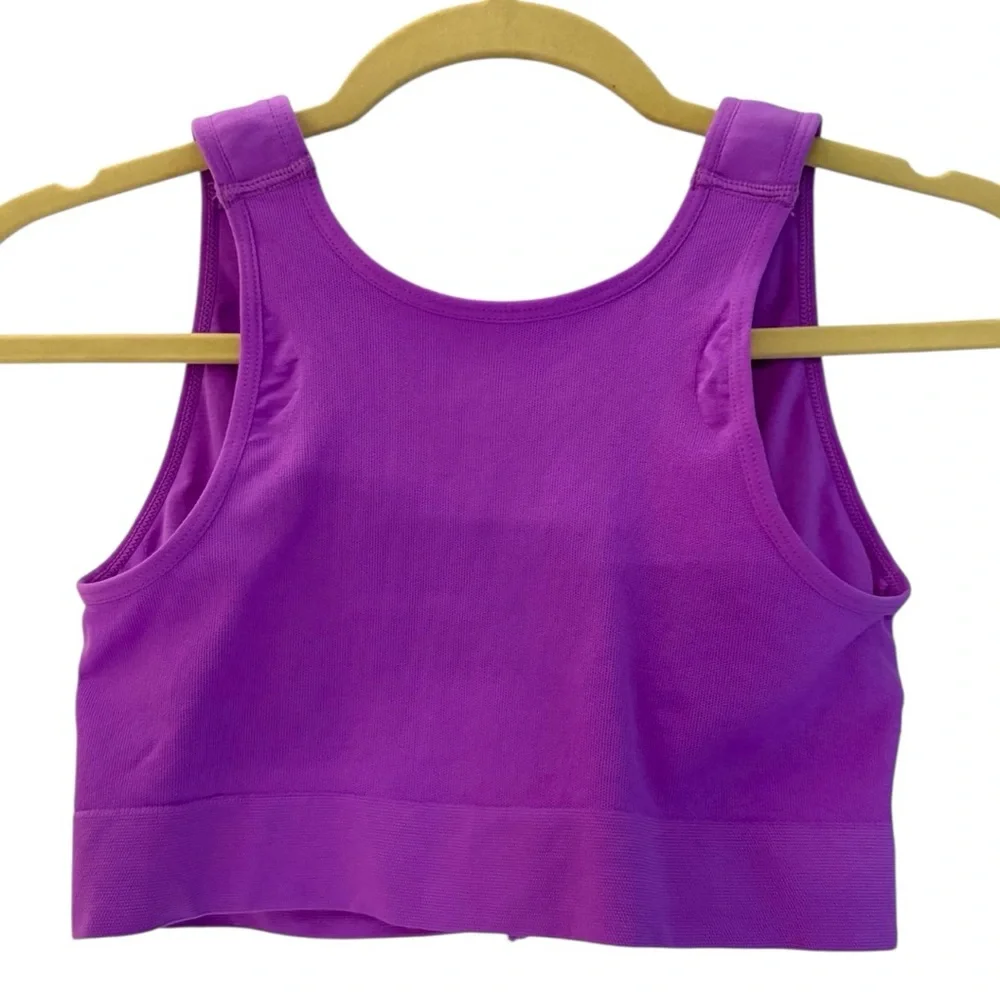 Rhonda Shear Front Zip Sports Bra Purple Size Large Full Coverage Padded - Picture 5 of 8